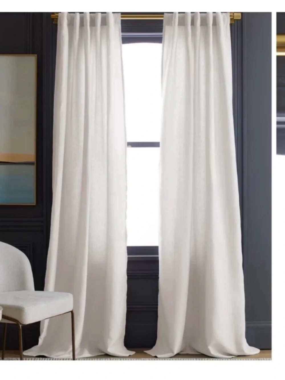 NWT QUINCE Set Of 2 48x96 European Linen Curtains Cream 0460